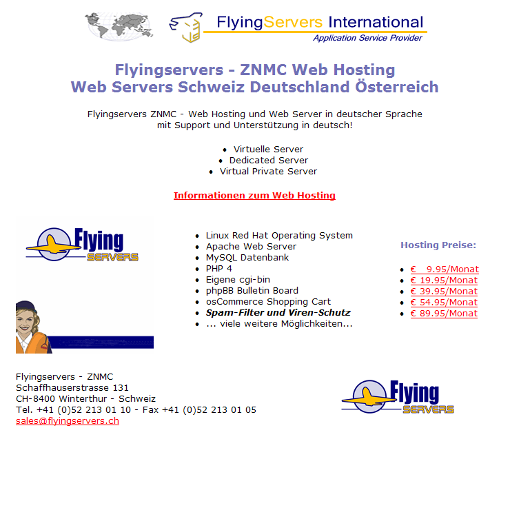 Flyingservers : Web Hosting Schweiz