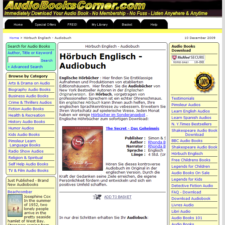 Hörbuch Englisch zum soforting Download